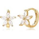 WSKFLY Cubic Zirconia Hoop Earrings 14K Gold Plated Tiny Huggie Earrings Simple Lightweight Small Hoops jewelry gifts for women