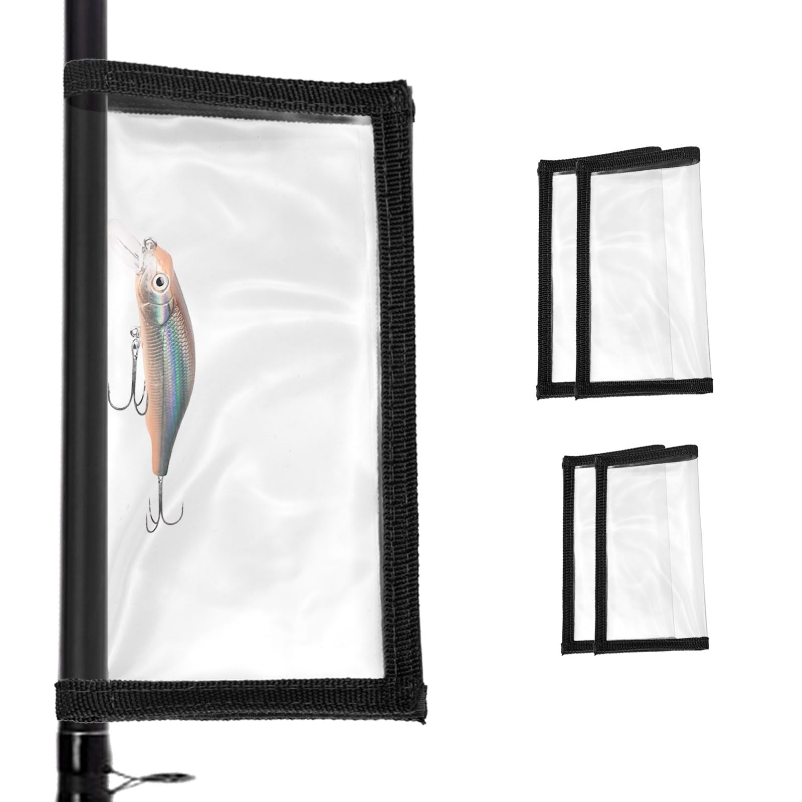 PATIKIL Fishing Lure Wrap 2 Size, 5 Pack Durable Clear PVC Lure Covers Fishing Hook Covers Bait Storage Easily See Lures Keep Fishing Safe, Black