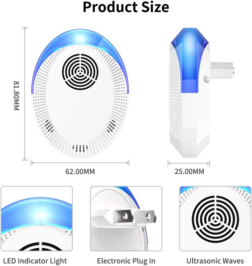 Ultrasonic Pest Repeller 6 Pack, Ultrasonic Pest Repellent, Indoor Pest Control Electronic Plug in, Insect Repellent for Home, Office, Kitchen, Warehouse, Hotel: Health & Personal Care