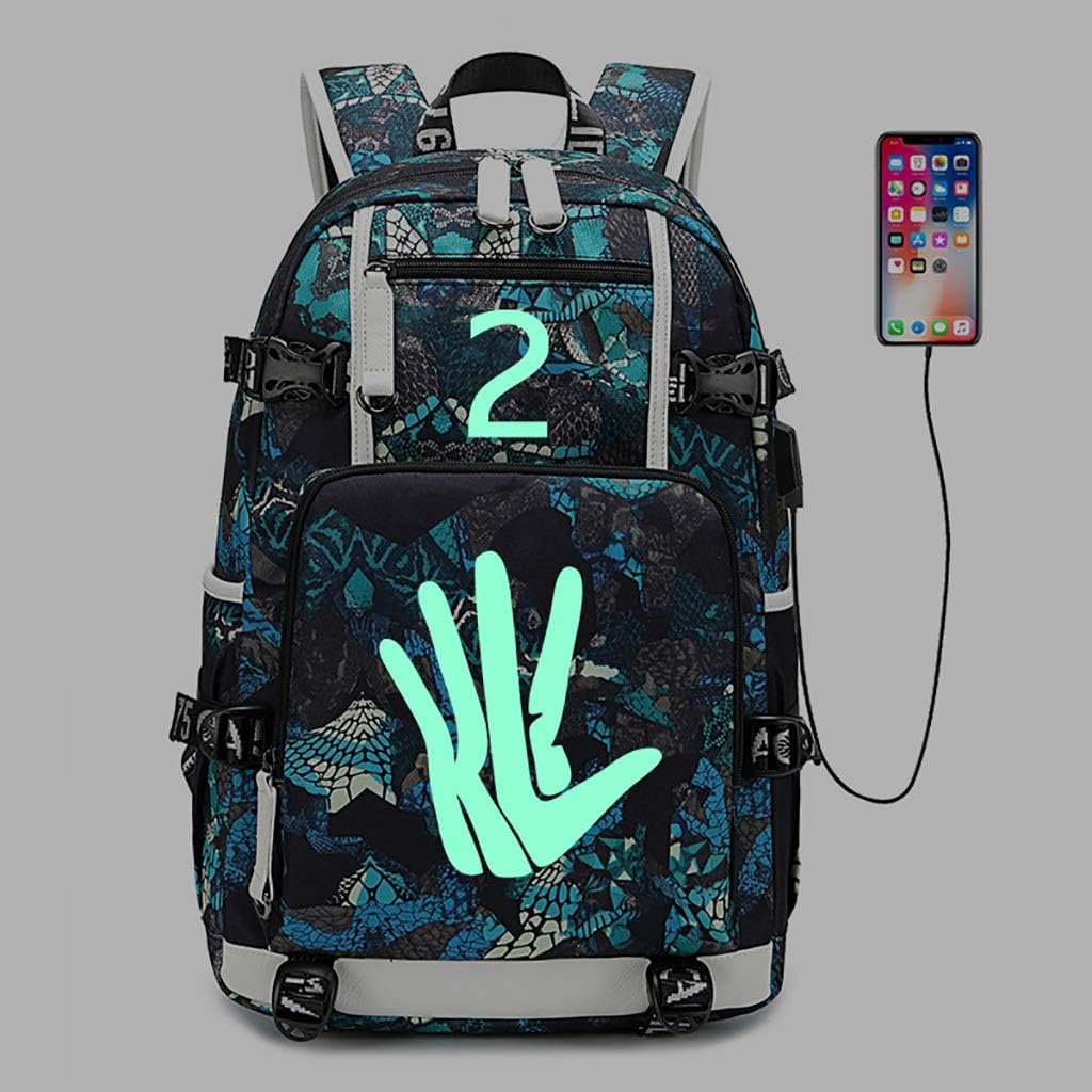 Casual Daypack Laptop Backpack, Men and Women Fashion Printed Basketball Backpack, with USB Charging Port, Waterproof Leisure College High School Bag Men and Women - Luminous Laptop Backpack