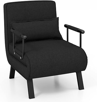 COSTWAY Folding Sofa Bed 4-in-1 Convertible Chair Lounge Guest Sleeper Black