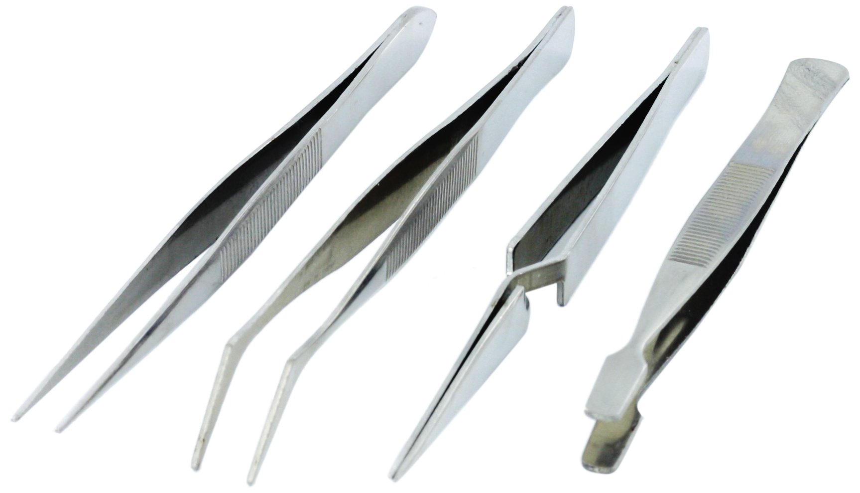Modelcraft PTW5000 Stainless Steel Tweezers, Pack of 4 , Silver