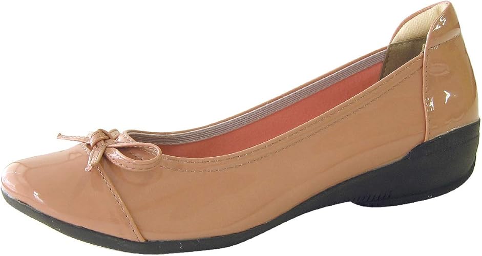Amazon エナメル バレエシューズ 707ぺたんこバレエ 細リボン 歩きやすい モールド底 カッターシューズ 低反発 フラットシューズ Ll 24 5cm相当 ピンク Shoes Square シューズスクエア バレエシューズ