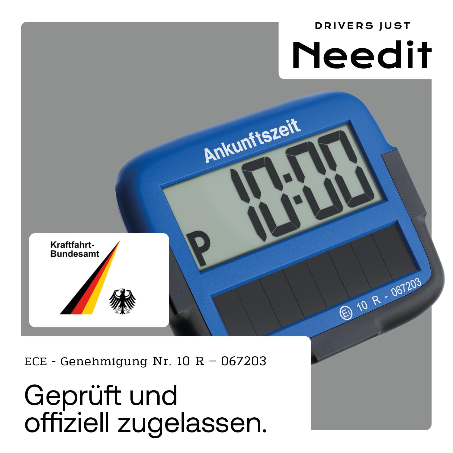 Needit Park Micro Solar elektronische Parkscheibe [NEUES Modell 2025] I unendlich Energie, Null Batteriewechsel | einzige Parkscheibe in Deutschland mit integriertem wiederaufladbarem Akku | blau 4