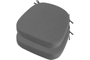idee-home Outdoor Chair Cushions Set of 2, Thick 3" Outdoor Cushions Patio Furniture with Ties, Waterproof Patio Chair Pads Seat Dining Chair Cushions 17" x 16" x 3" Medium Grey