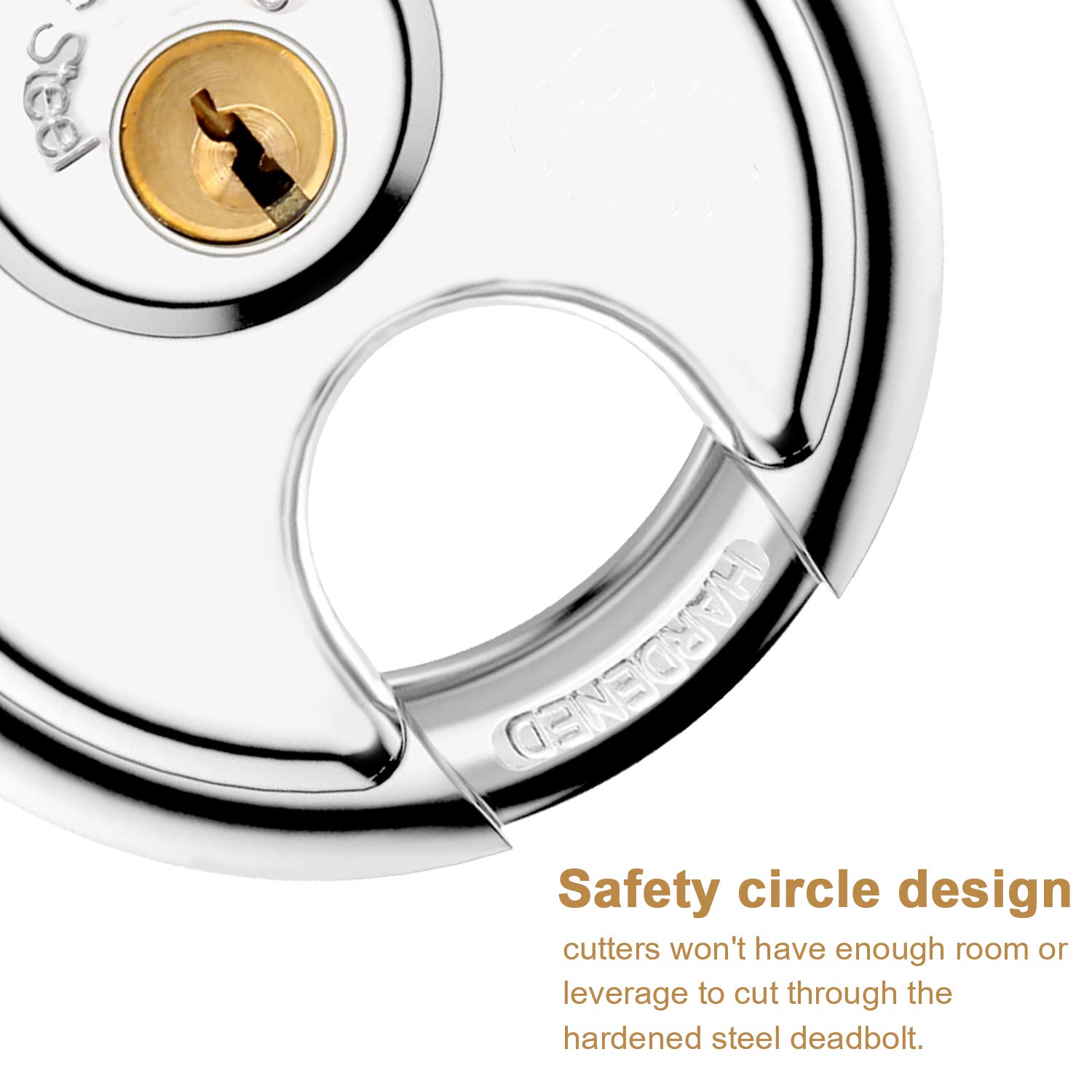 Discus Keyed Padlock Disc Storage Locks with Hardened Steel Shackle for Storage Unit, Moving Trailers, Shed, Fence(3/8-Inch Shackle)