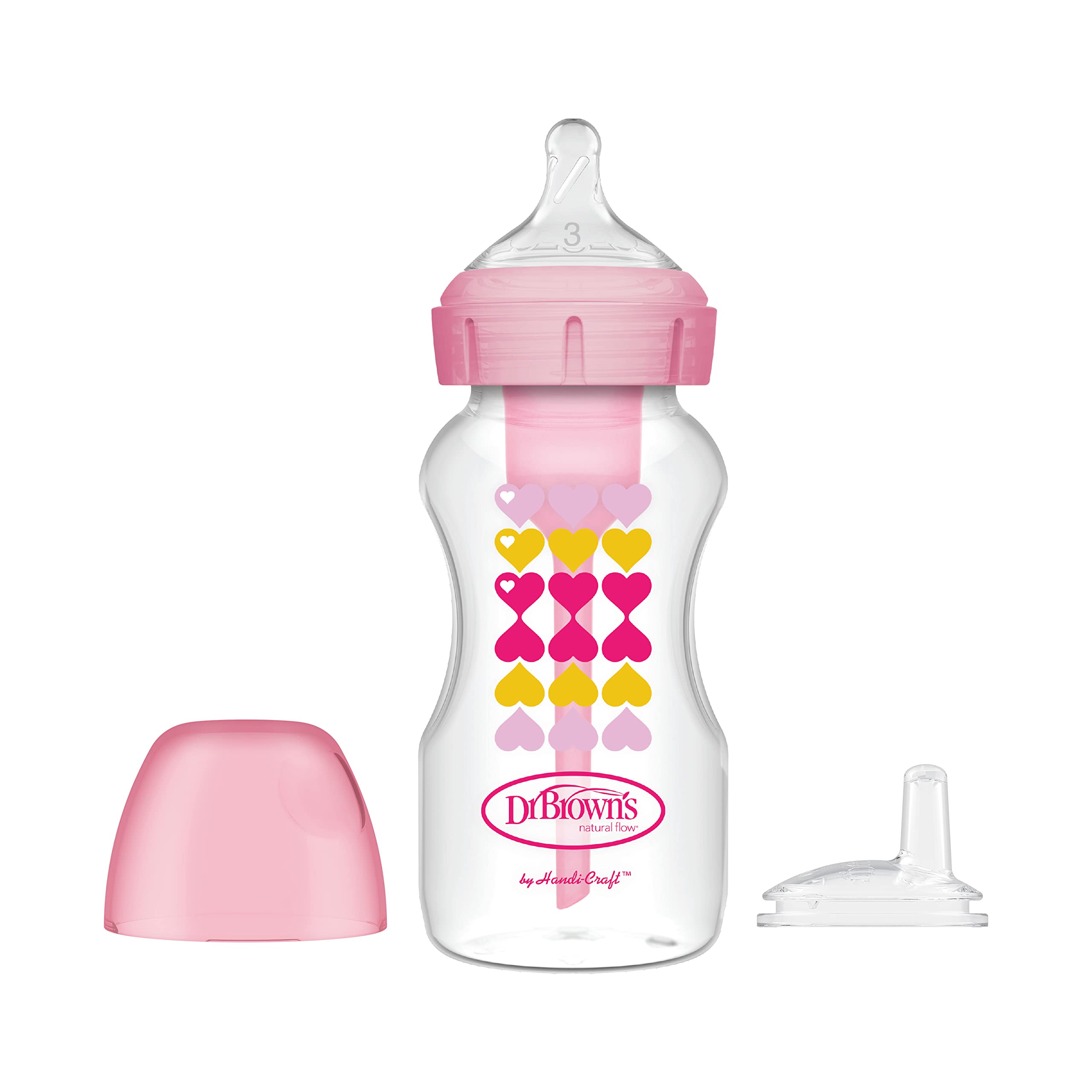 Dr. Brown's 270ml Wide-Neck Transition Bottle - Pink