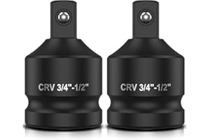 2 Pcs Impact Socket Adapter, 3/4 Inch Female to 1/2 Inch Male Chromium Molybdenum Steel Reducer, High Hardness Rust Proof for