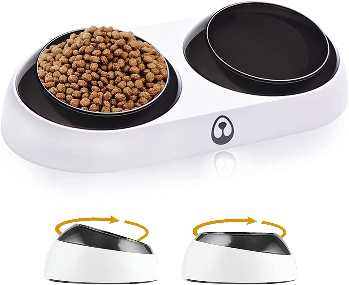 SOY3153 Dog Cat Pet Bowl with 0° and 15° Adjustable Angle