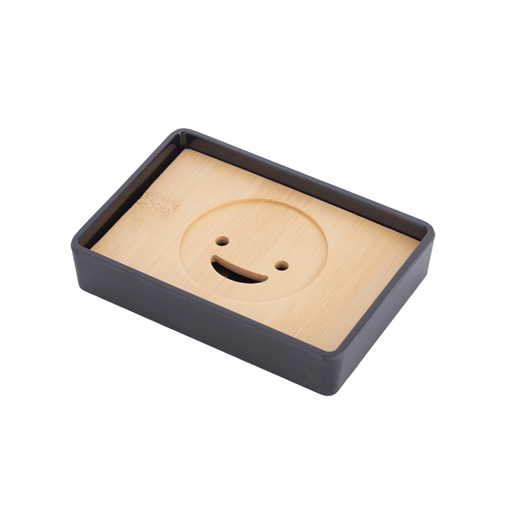 Photo 1 of HyJeryty Smile Face Black Bamboo Fiber Soap Holder and soap Dish Combination (Removable), Black, Used in Kitchens, Bathrooms, and Bar Sinks