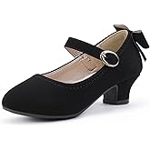 PANDANINJIA Girls Toddler/Little Kid Jada Dress Mary Jane Pumps Bow Low Heels Party Wedding Princess Shoes