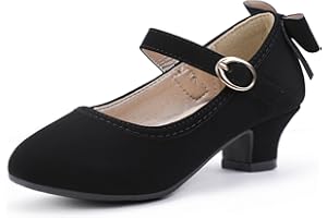 PANDANINJIA Girls Toddler/Little Kid Jada Dress Mary Jane Pumps Bow Low Heels Party Wedding Princess Shoes