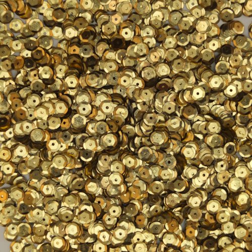 6mm CUP SEQUINS Facet PAILLETTES ~ Metallic Gold Semi Matte ~ Made in USA Loose for embroidery, applique, arts, crafts, bridal wear and embellishment