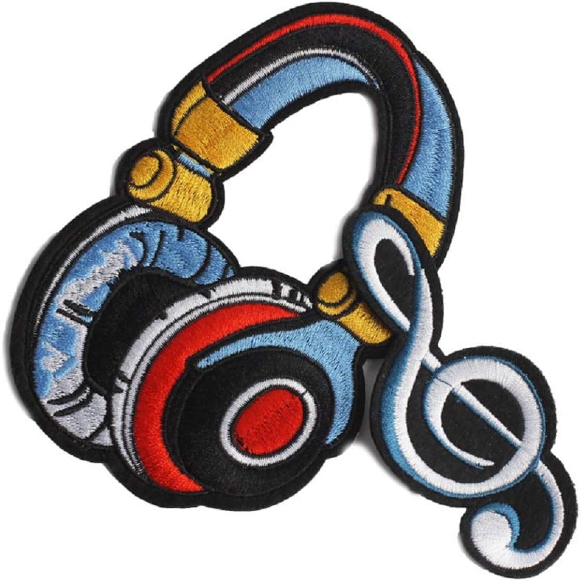 YOUOR Headphone Musical Note Embroidery Patch Music Lovers Applique Sew on Iron on Clothing Accessories