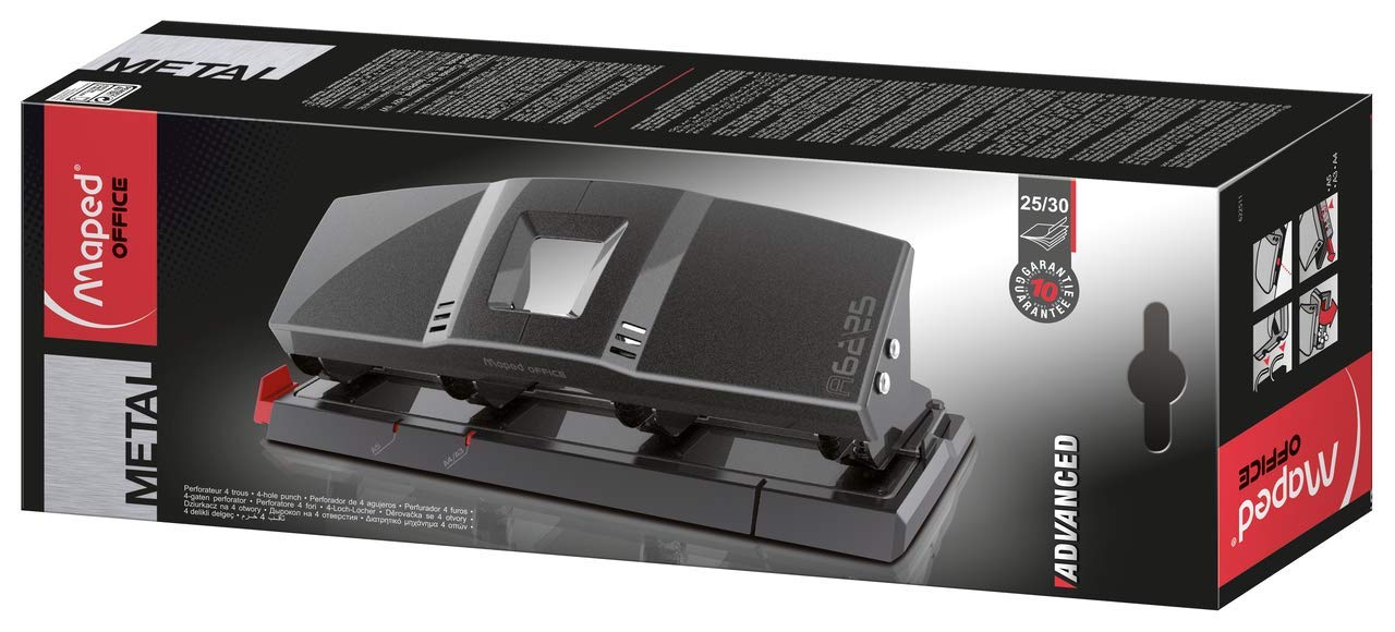 Maped Office Advanced Grey Four Hole Metal Punch (25 sheets)