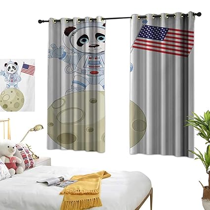 Amazon Com Warm Family Eclipse Curtains Panda Panda Astronaut On