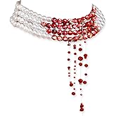 Blinket Halloween Dripping Blood Imitation Pearl Necklace Vampire Choker Four Layers Pendent Necklace Halloween Party Costume Jewelry for Women