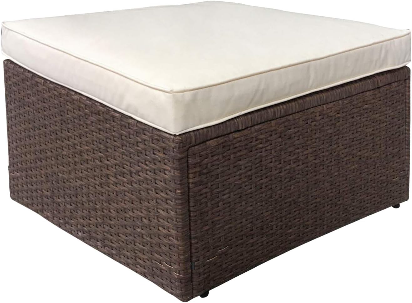  Basics Outdoor Reversible Chaise Wicker Rattan Sectional 3-Piece Set with Cushions and Ottoman, Brown : Garden & Outdoor