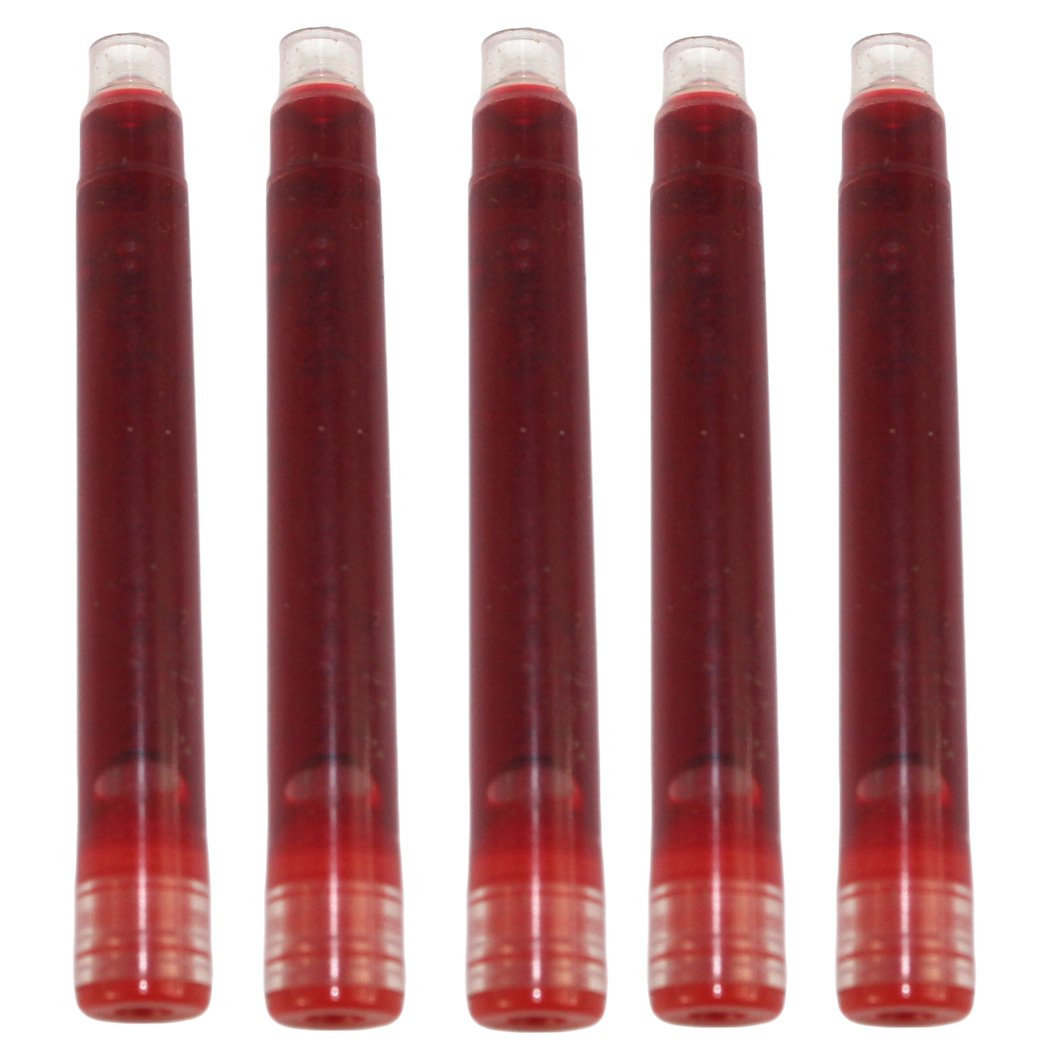 Gullor 25 PCS International Size Pen Ink Cartridge to Fit Jinhao Fountain Pens, RED, 5 Packs