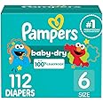 Pampers Diapers - Baby Dry - Size 6, 112 Count, Absorbent Disposable Infant Diaper (Packaging May Vary)
