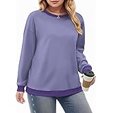 VISLILY Womens-Plus-Size-Sweatshirts Casual Crewneck Long Sleeve Tops Loose Fit Pullover Color Block Ribbed Trim Tunics 1X-5X