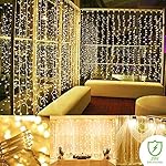String lights Curtain, 300 LED Icicle Wall Lights, Fairy Indoor Starry Lights 8 Mode For Wedding, Christmas, Holiday, Home decoration, UL Certification(Warm white)