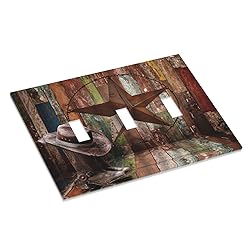 Brown Cowboy Boots Hat Horseshoe Light Switch Cover
