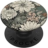 Flower Bouquet Floral Pattern Sage Green with Wildflowers PopSockets Adhesive PopGrip