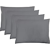 ZPECC Dark Gray Pillow Cases Standard Size Set of 4, 20x26 Envelope Closure Pillowcases, Soft Plain Brushed Microfiber Covers Hypoallergenic Breathable