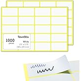 1000 Pack, 1.5" x 0.75" - Blank White Labels Stickers to Write On, Stick On Adhesive Sticky Labels