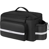 MOSISO Bike Rack Bag with Rain Cover, 13L Waterproof Bike Rear Seat Bags | Bicycle Trunk Bag with Water Bottle Holder, Cycling Handbag with Reflective Strips&amp;Shoulder Strap for Commuter Travel, Black