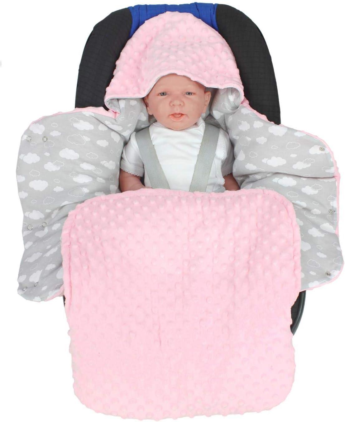 Tuptam Couverture Enveloppante Siege Auto Groupe 0 Bebe Minky Bleu Blanc Nuages Nids D Ange Bebe Puericulture Libertywings Vn
