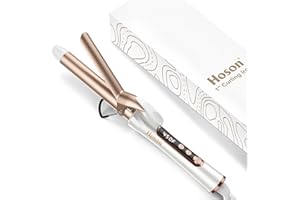 HOSON 1 Inch Curling Iron, Dual Voltage Hair Curling Iron Heat up to 450°F, Professiona Curling Wand Ceramic Tourmaline(Champagne Gold)