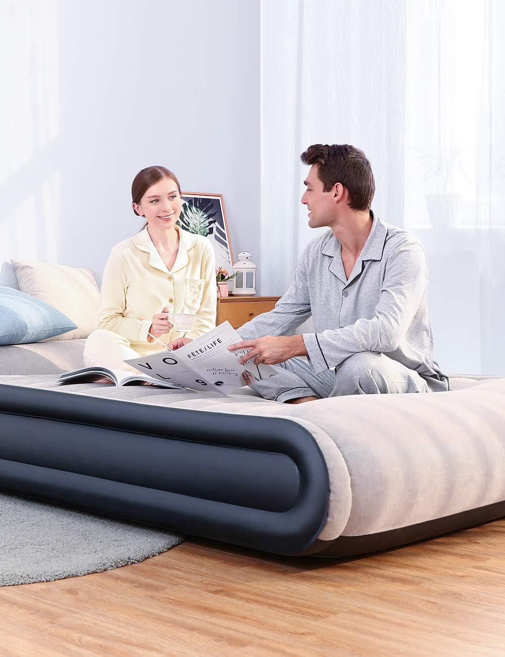 Sable Air Mattresses Queen Size Inflatable Air Bed with Built-in Electric Pump & Storage Bag, Comfortable for Camping Travelling or Overnight Guests, Height 17": Home & Kitchen