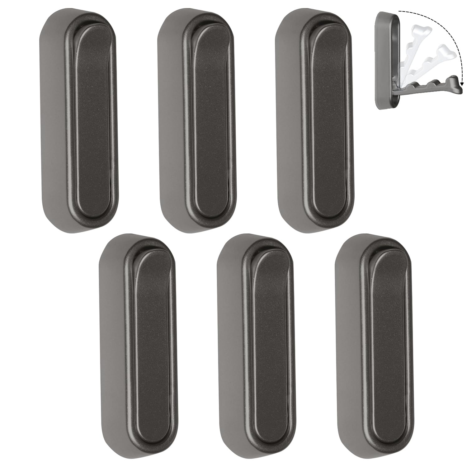 Photo 1 of iHangers Foldable Heavy-Duty Wall Coat Hooks, 6-Pack Aluminum Alloy Screw-Mounted Hooks for Towels, Coats, Bags, Rustproof Design for Bathroom, Kitchen, Entryway (Space Grey)