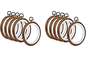10Pcs Embroidery Hoops Imitated Wood Embroidery Circle Round Display Frame Circle for Art Craft Sewing and Hanging
