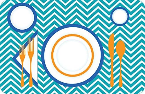 MRSGOODEMANNERS Children's Manners and Table Setting Placemat, Turquoise Chevron