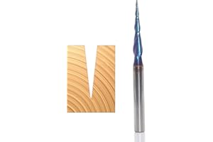 Akylin CNC Tapered Ball Nose Spiral Router Bit,1.0mm Tip Diameter (0.5mm Radius),1/4" Shank Solid Carbide Endmills with Nano Blue Coating,Up Cut for CNC 2D/3D Milling Engraving Carving