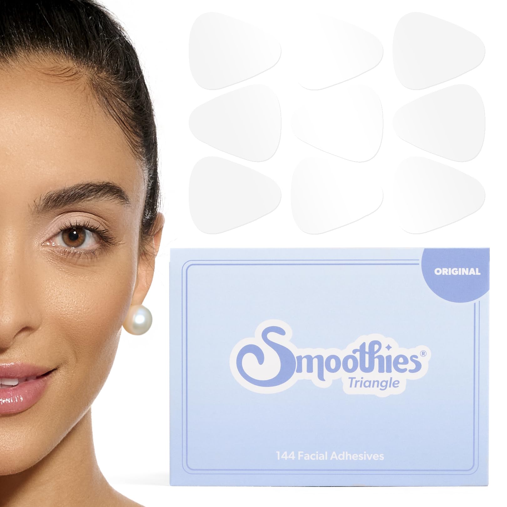 Smoothies Triangle Wrinkle Patches for Face Overnight – Facial Patches for Elevens, Crows Feet and Lip Lines, 144 Count per Box – Made in the USA