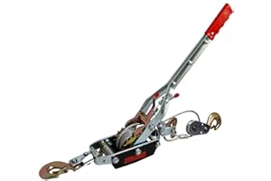 Dremvoist Come Along Winch,Automotive Hoist Winch Puller,5T Heavy Duty Power Cable Come Along Tool Chain Winch Ratchet Tool with Dual Gear,12FT,3 Hook,Hand Winch Cable,for Vehicle Rescue,Recovery Gear