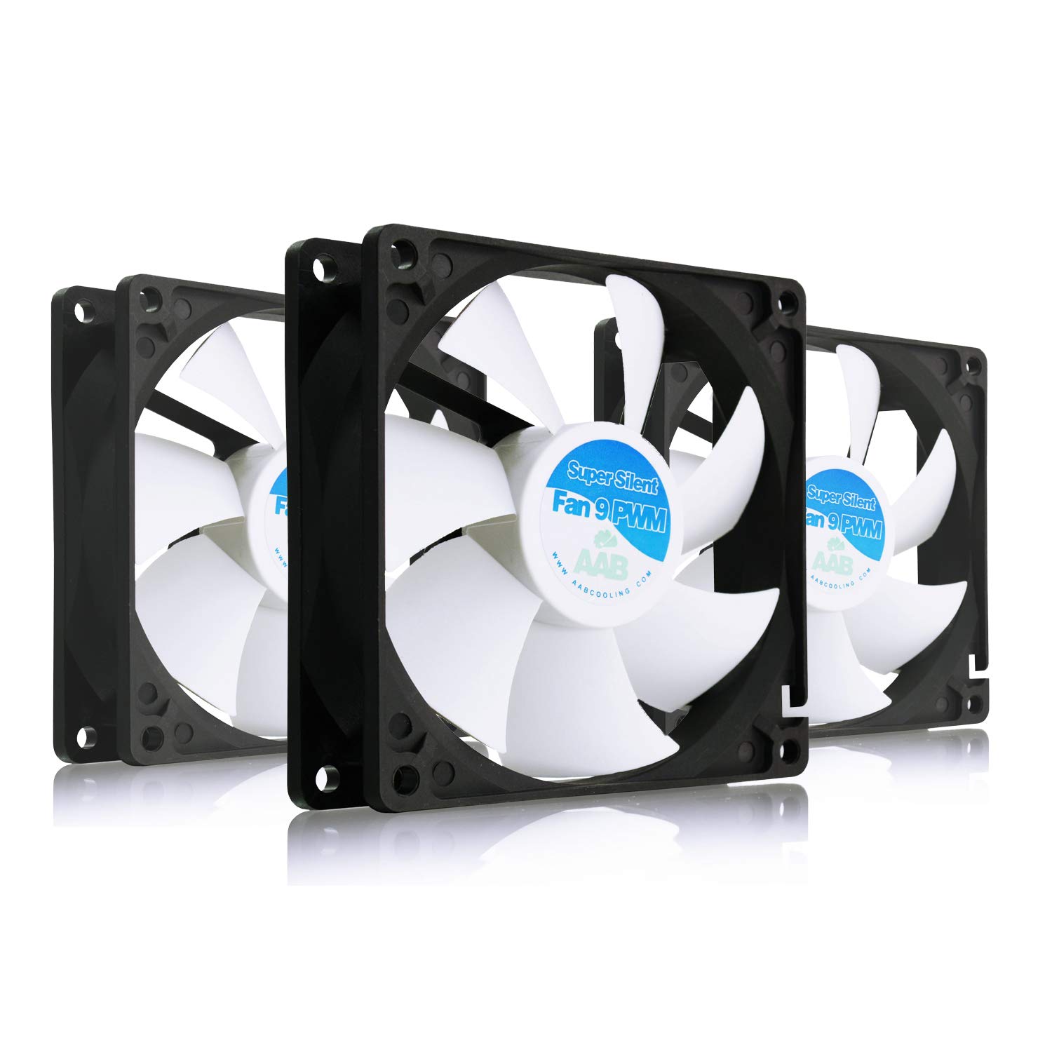 AABCOOLING Super Silent Fan 9 PWM-Silent and Efficient 92mm Fan with 4 Anti-vibration Pads, Quiet Fan, Silent Case Fan, CPU Cooler, Case Fan - Value Pack 3 Pieces 9.5~17.9 dB(A), 34 CFM, 2200 RPM