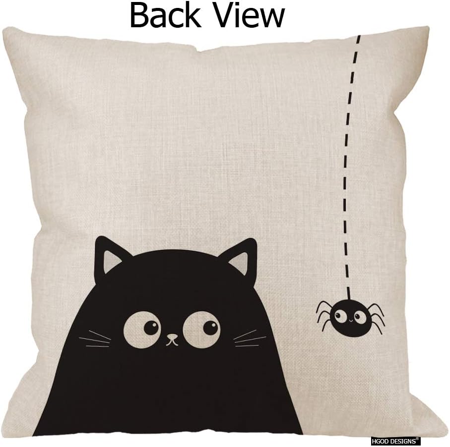 Amazon Com Hgod Designs Cat Throw Pillow Funny Black Cute Sitting