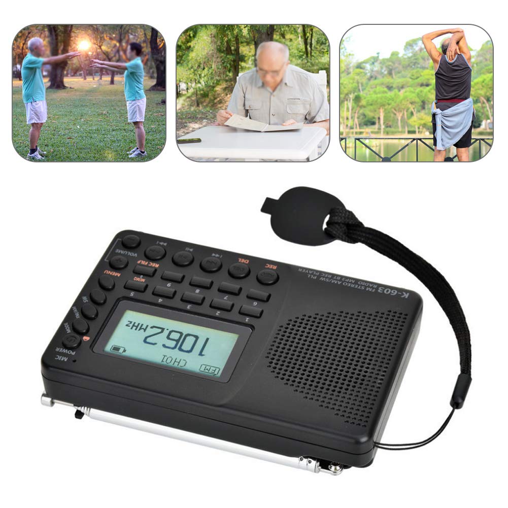 FM Radio Portable Pocket, Portable Memory Card 3.5MM FM Radio Digital Display USB Charging Elderly Music Player