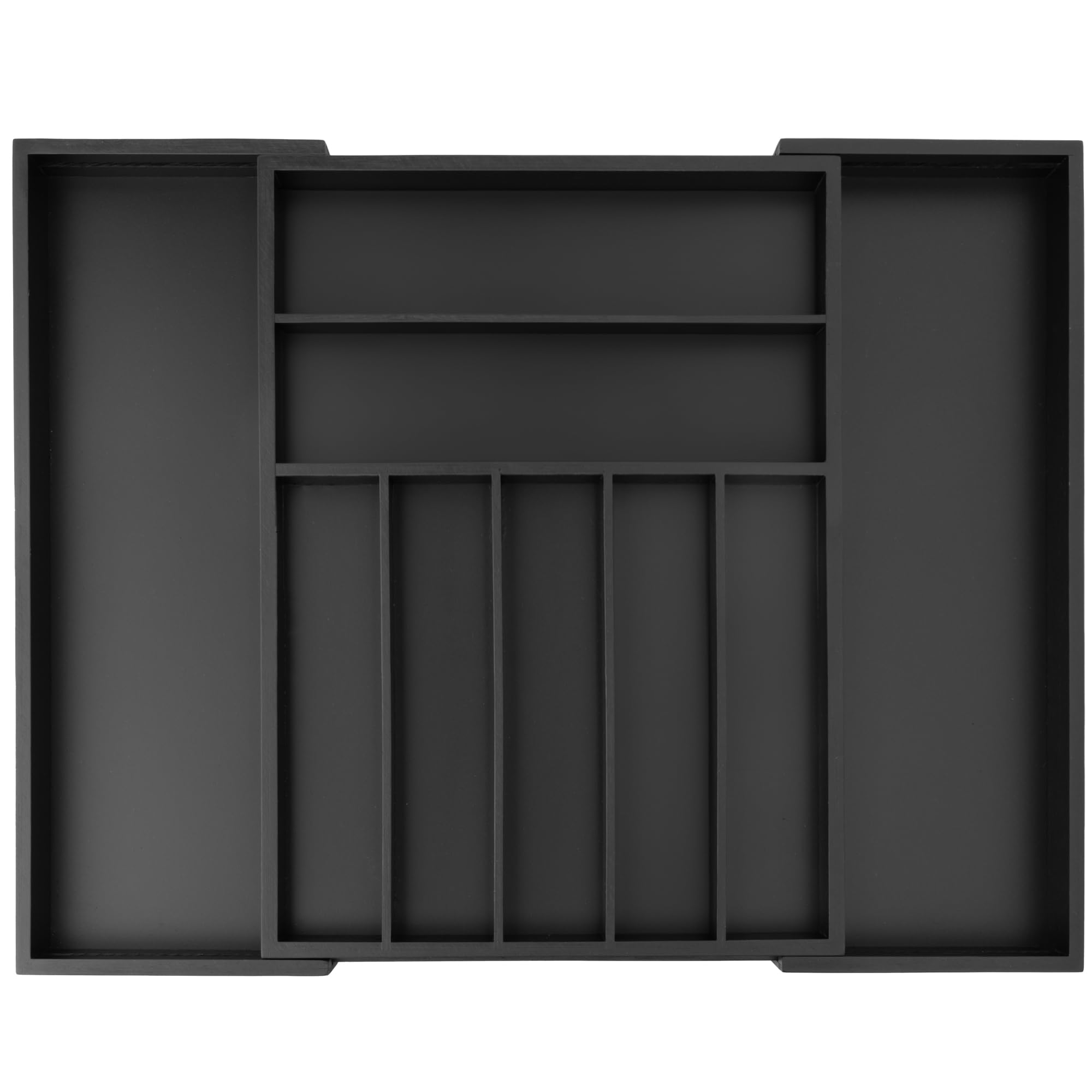 Photo 1 of Besilord Expandable Utensil Organizer Silverware Organizer for Kitchen Adjustable Utensils Holder Bamboo Large Flatware Silverware Cutlery in Drawer (9 slot, Black