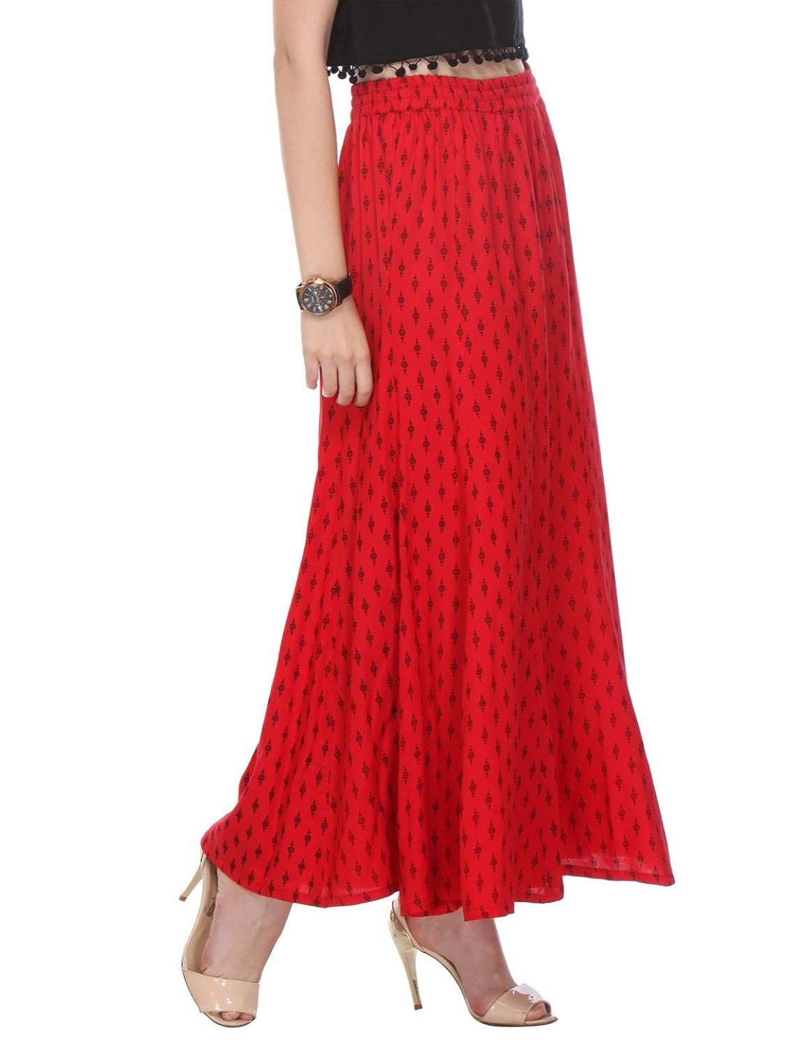 varanga red rayon printed palazzo kff-varss165257