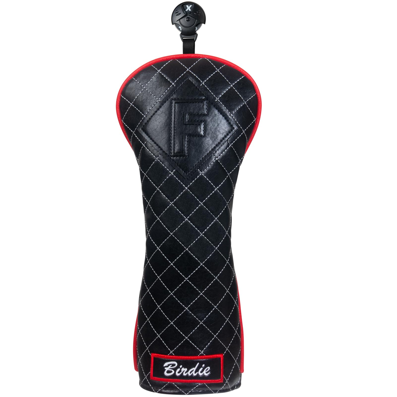 Golf Club Head covers Fairway Wood FW with Interchangeable Number Tag 3457X Elastic Closure Black PU Leather Birdie