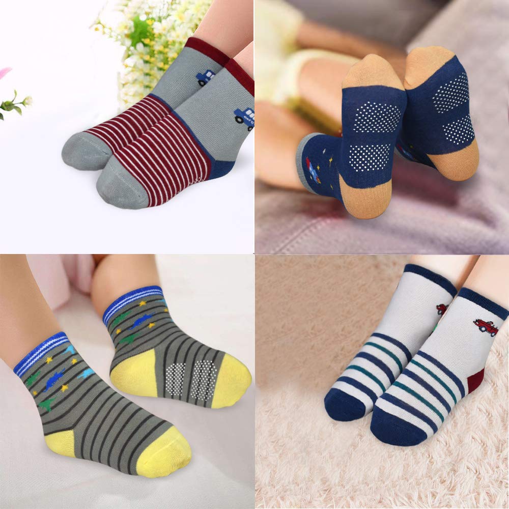 SkiBeaut Toddler Socks, Non Slip Kids Socks Boys Grips Socks Girls Grippy Socks for 1-3/3-5/5-7 Years Old,12 Pairs