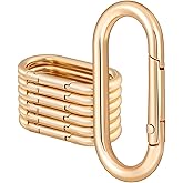 10Pcs Metal Spring Oval Rings Round Carabiner Key Ring Clip for Keychain Buckle, Purse Hardware, DIY Crafts (Gold, 1.57 inch)