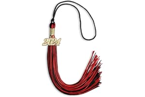Endea Graduation Mixed Double Color Tassel with Gold Date Drop (Black/Red, 2024)