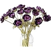 LebriTamFa 5Pcs Artifical Real Touch PU Anemone Flower Bouquet Room Home Decor (Purple)